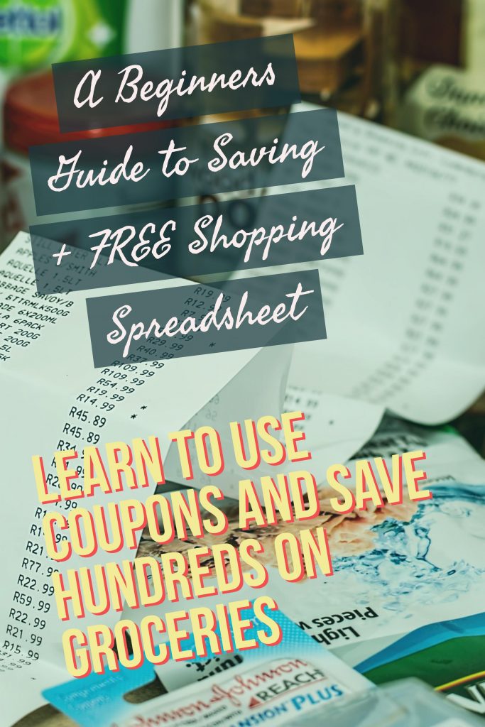 couponing for beginners. Save hundreds on your grocery bill with these simple tips! PLUS get a FREE Shopping Spreadsheet to keep you organized. 