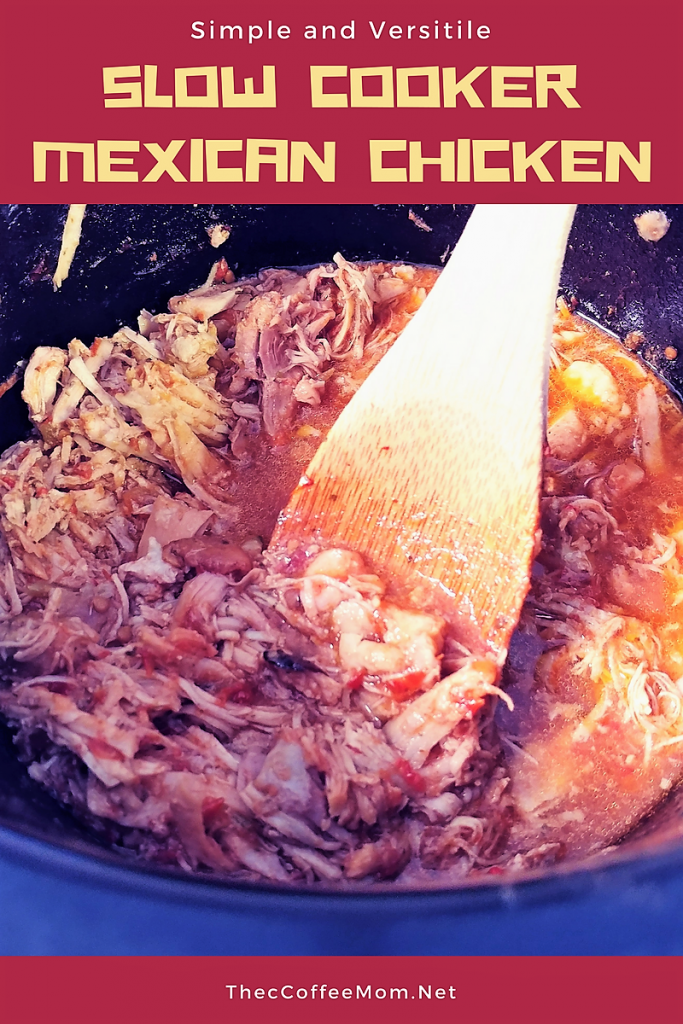 Juicy and versatile crock pot Mexican Chicken! Perfect for tacos, burritos, nachos, and more!