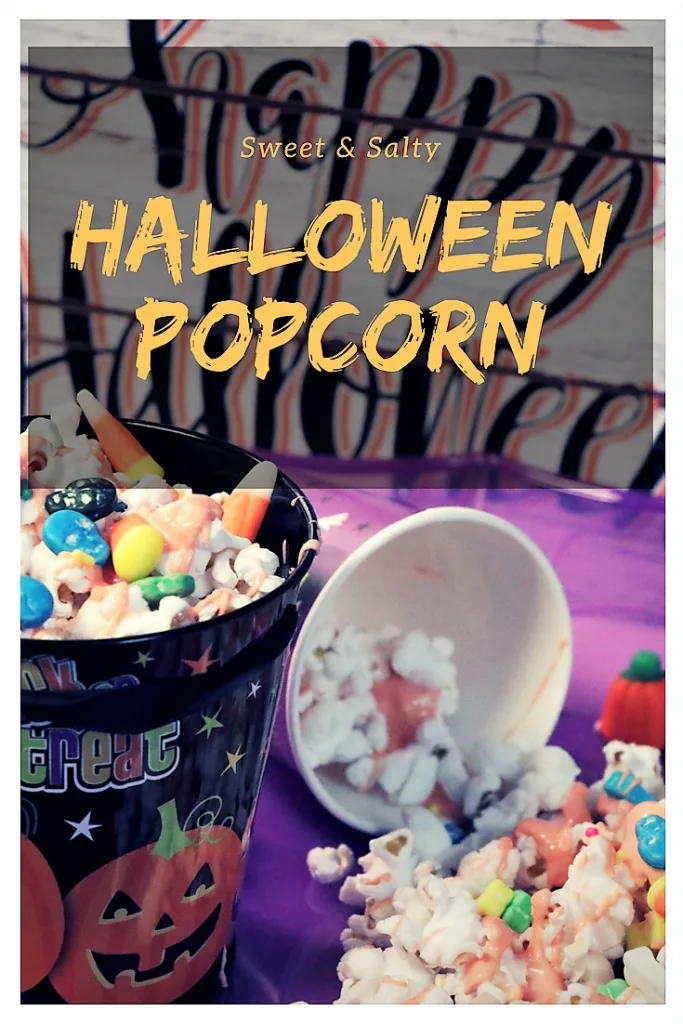 sweet and salty Spooky Halloween popcorn. Perfect for family movie night. 