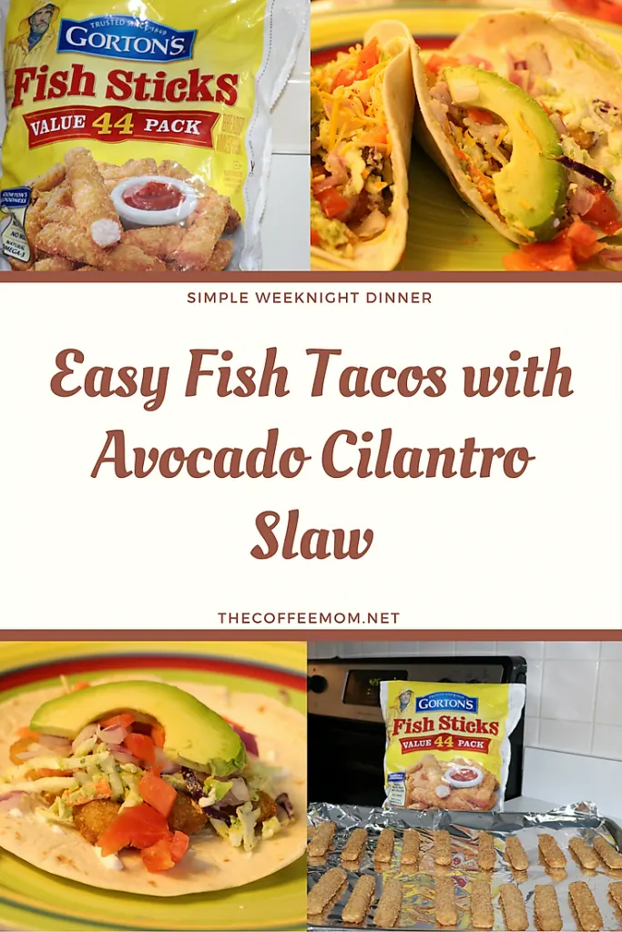 Weeknight fish tacos with avocado and cilantro slaw