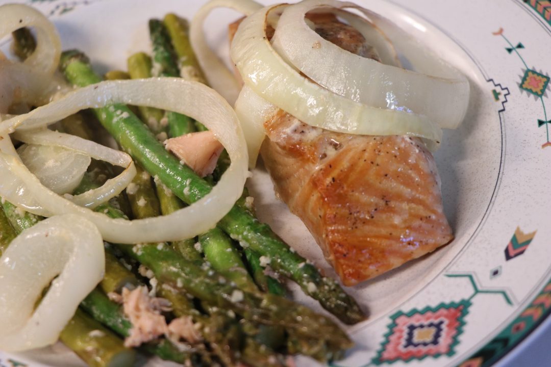 bourbon salmon and asparagus