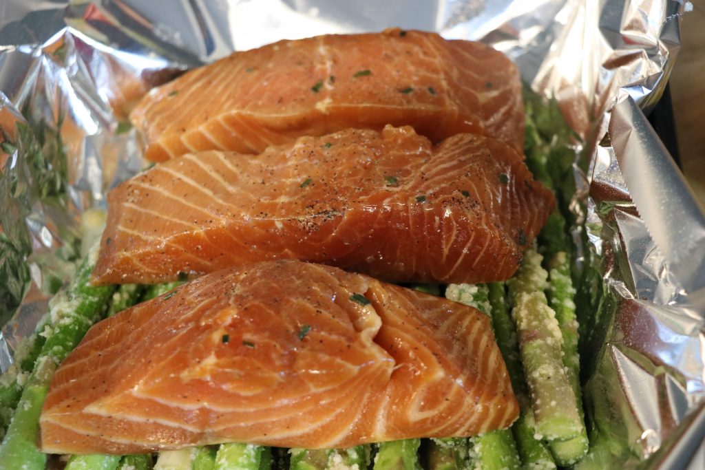 bourbon salmon with asparagus