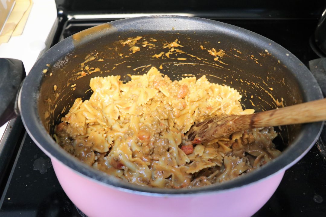 Cheesy Beef and Bow Ties 