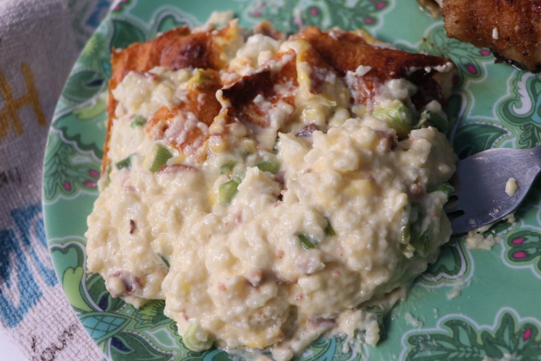 Keto Friendly Bacon and Cheese Loaded Cauliflower Casserole