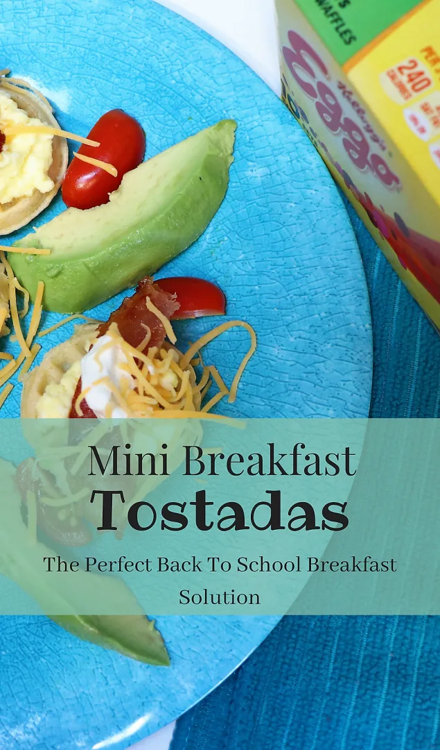 Mini Waffle Breakfast Tostadas. an easy and delicious back to school breakfast idea. This filling and simple breakfast will keep the kids going all morning long! #Ad #LoveMyEggo #ReadingWithEggo