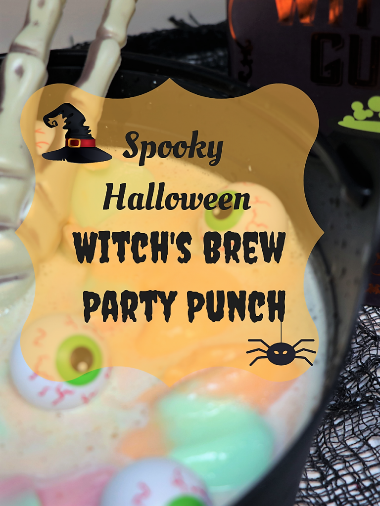 This spooky Witch's Brew Punch is made with 3 simple ingredients and will make any Halloween Party a creepy winner #FrighteninglyFunFlavors #ad
