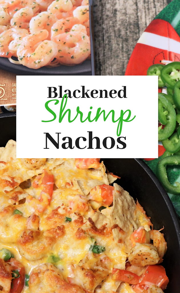 Easy Game day blackened Shrimp Nachos. 