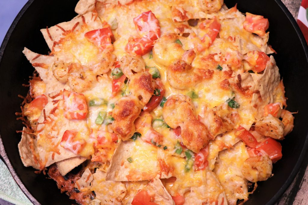 Blackened Shrimp Nachos. Perfect or an Easy Game Day Appetizer