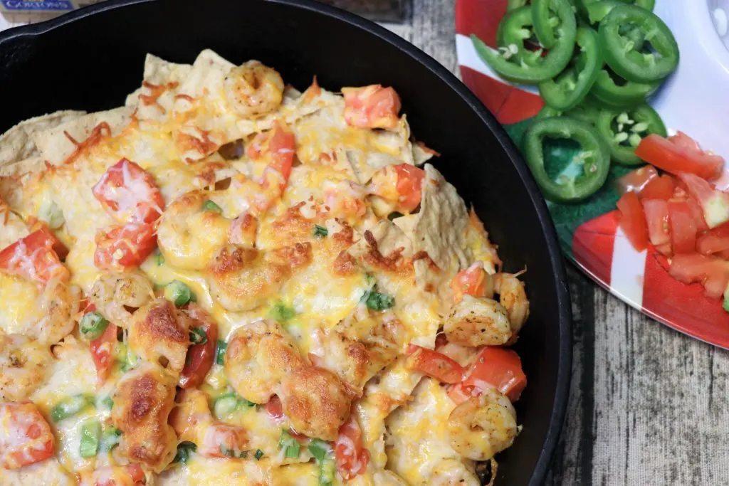 Blackened Shrimp Nachos. Perfect or an Easy Game Day Appetizer