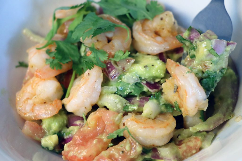 shrimp salad and avocado