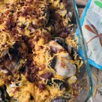 Keto BBQ Chicken Casserole with Cheese and Bacon