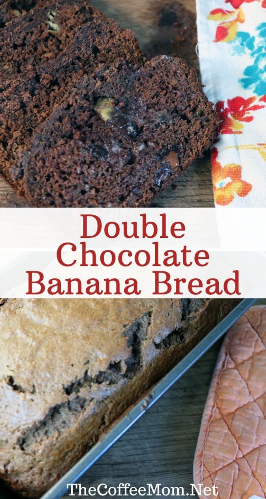 Do you have overripe bananas laying around? Turn them into Double Chocolate Banana Bread with just a few simple pantry staple ingredients.