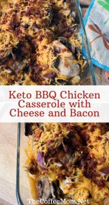 Keto BBQ Chicken Casserole with Cheese and Bacon is a super simple weeknight dinner. It is low carb, delicious, and super easy to make!