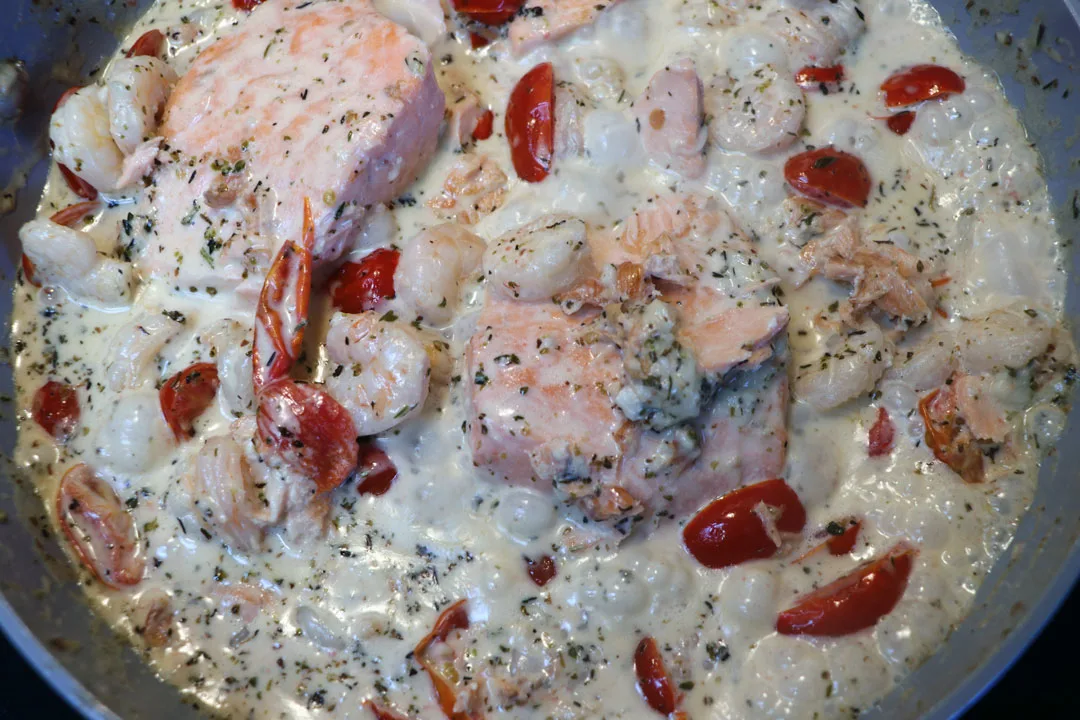 creamy salmon and shrimp