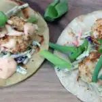 Bang Bang Shrimp Tacos with Creamy Cilantro Lime Slaw