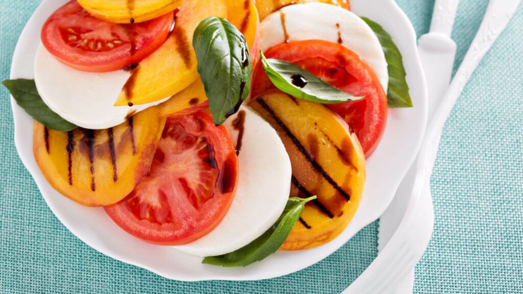 Grilled peach caprese