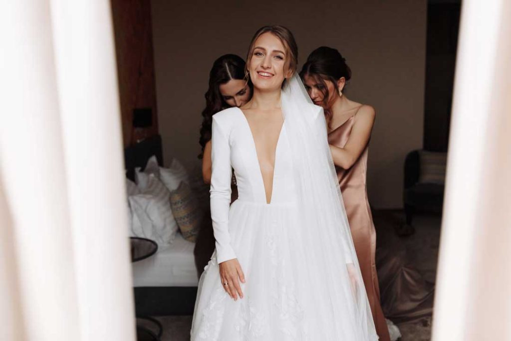 Modern V-Neck Bridal Gown