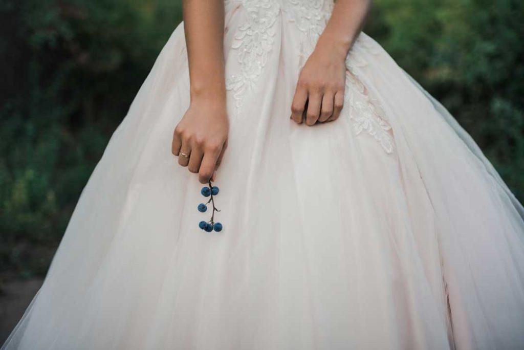 Strapless Bridal Gown with Tulle Flowers