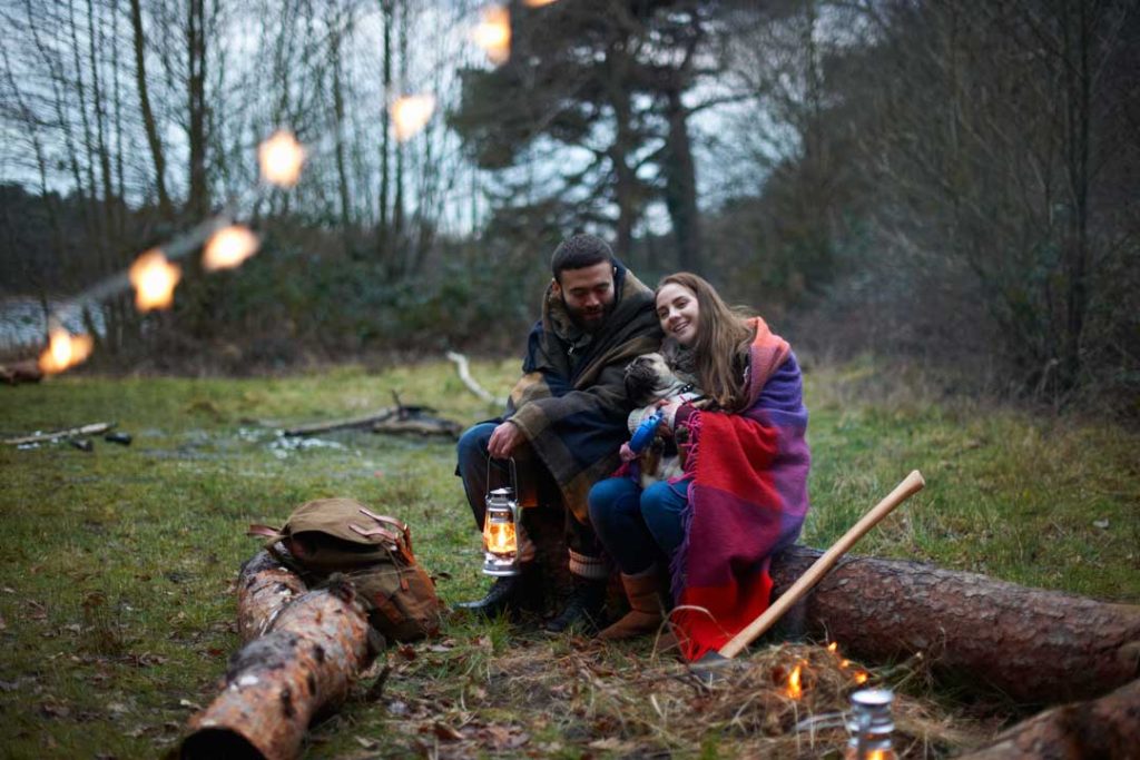 family camping in cold weather