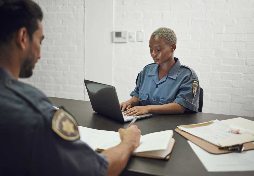 Booking process at a police station