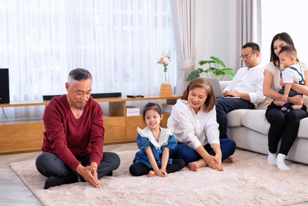 Family practicing early stress management