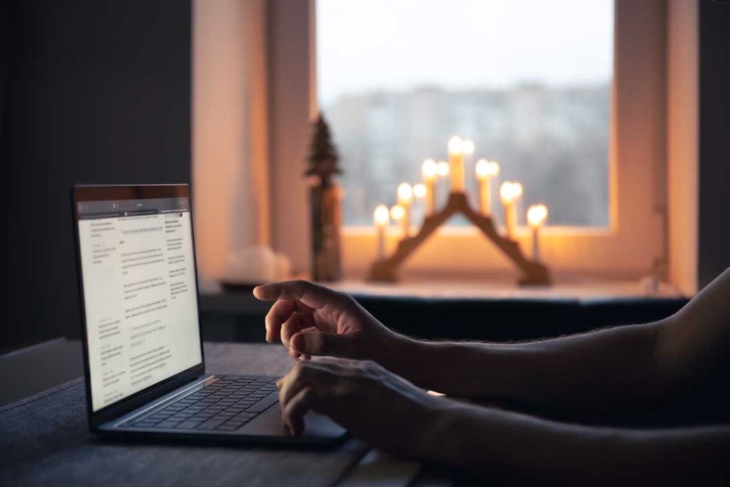 Freelance writer working from a comfortable home office
