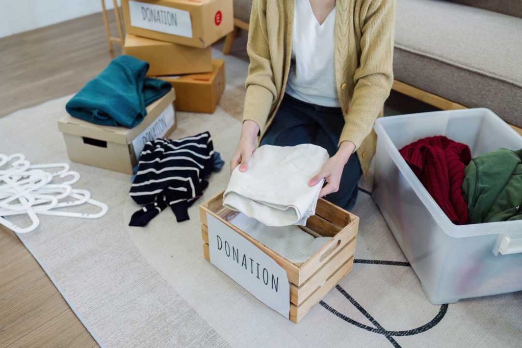 Labeled boxes organized by room