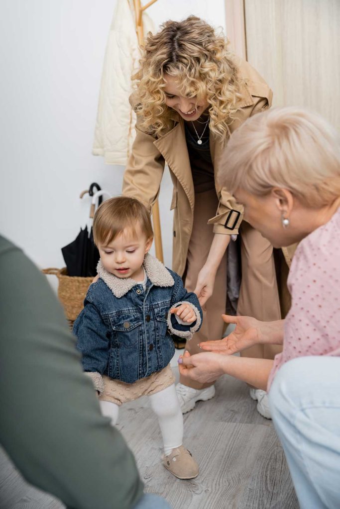Parent watching nanny interact with child