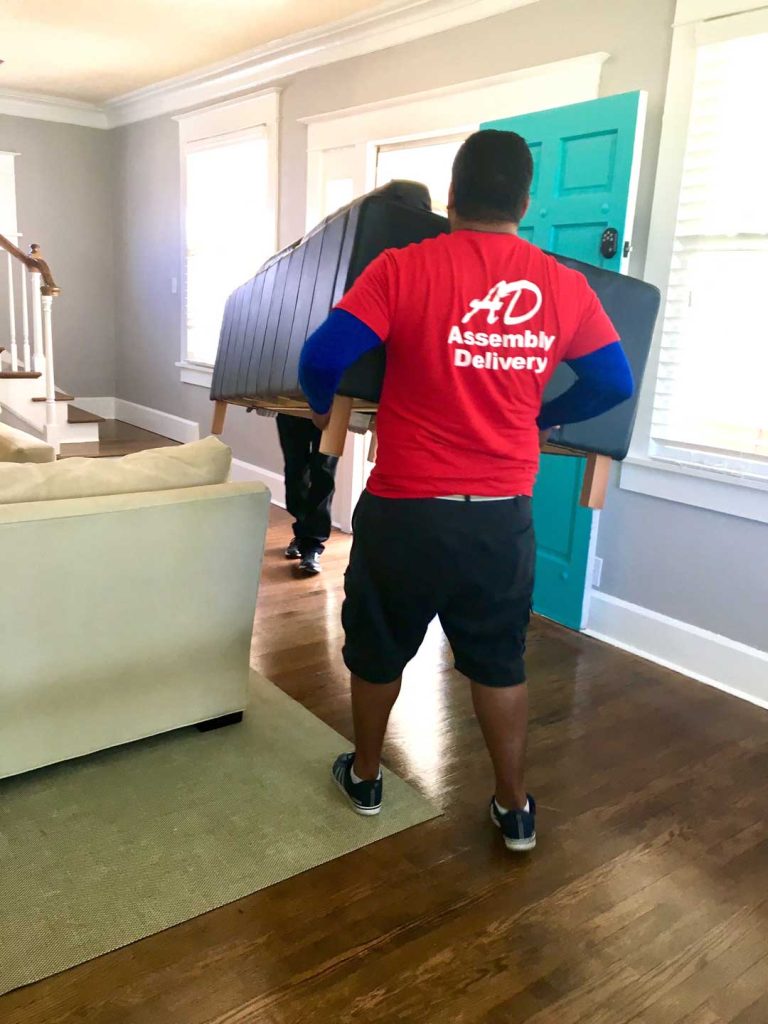 Professional movers carrying furniture