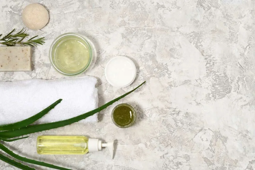 After-sun skincare routine using aloe and moisturizer