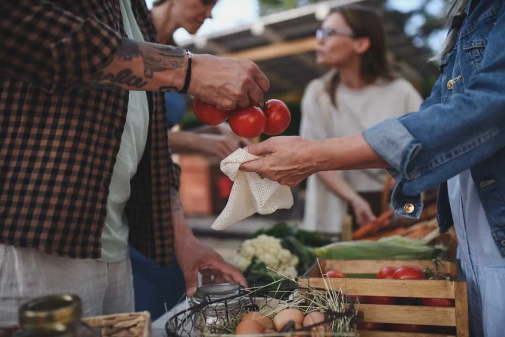 Snohomish community gathering at a local farmers market.