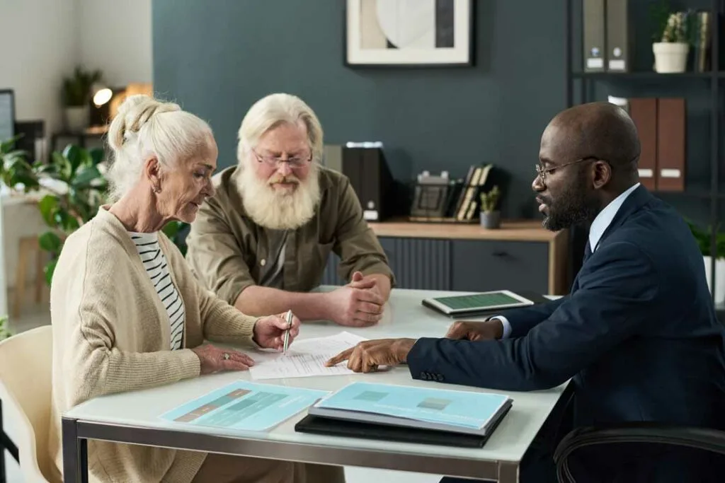 Older couple reviewing Social Security benefits