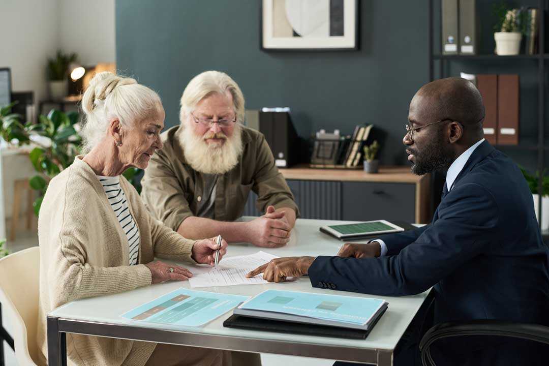 Older couple reviewing Social Security benefits