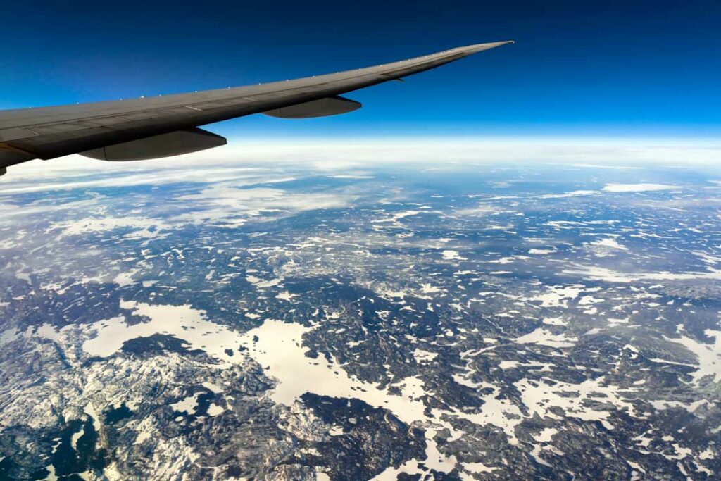 Aerial view from a plane window