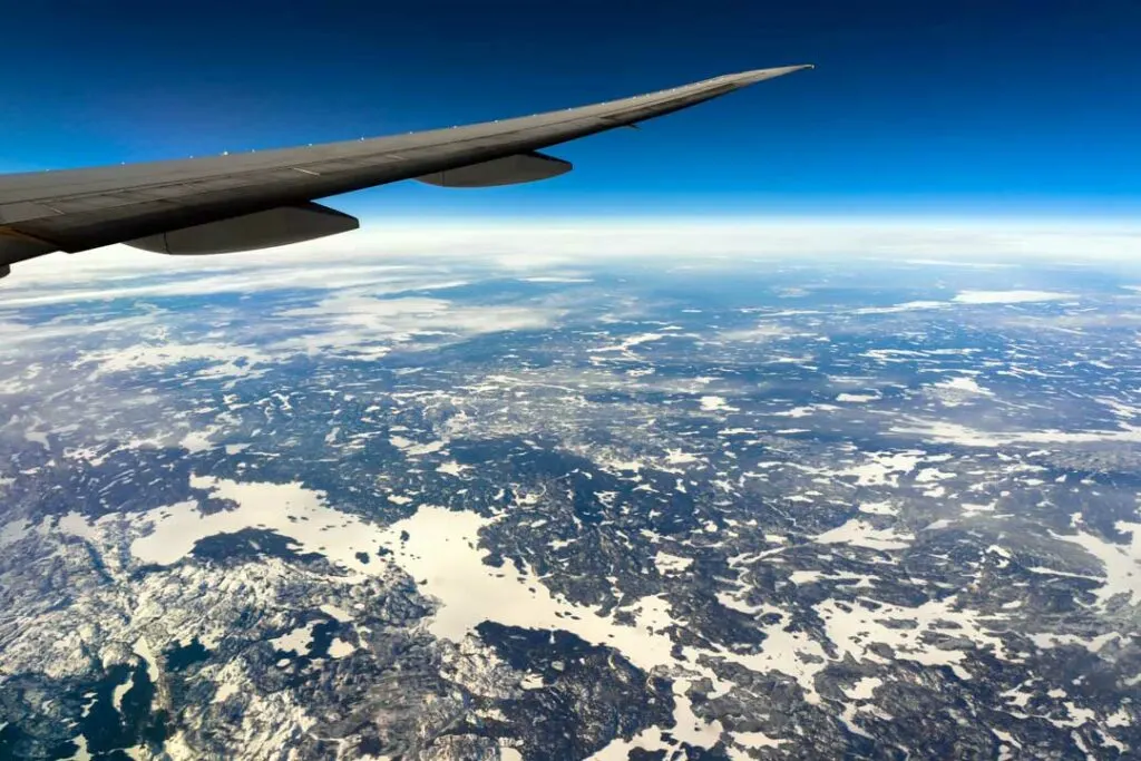 Aerial view from a plane window