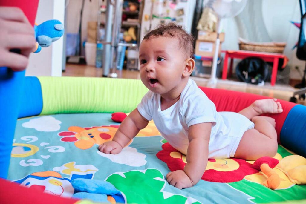 Indoor playtime to keep baby cool in summer heat