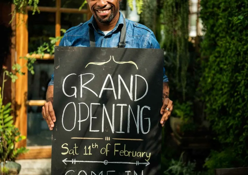 Restaurant grand opening marketing sign