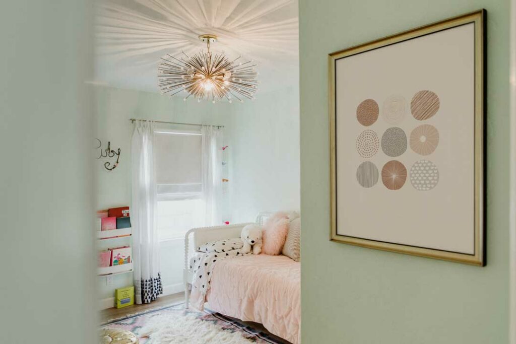 Bright home interior with pastel walls and light-filled space