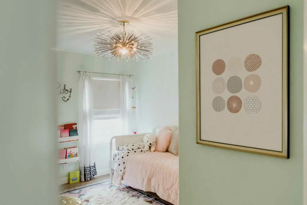 Bright home interior with pastel walls and light-filled space