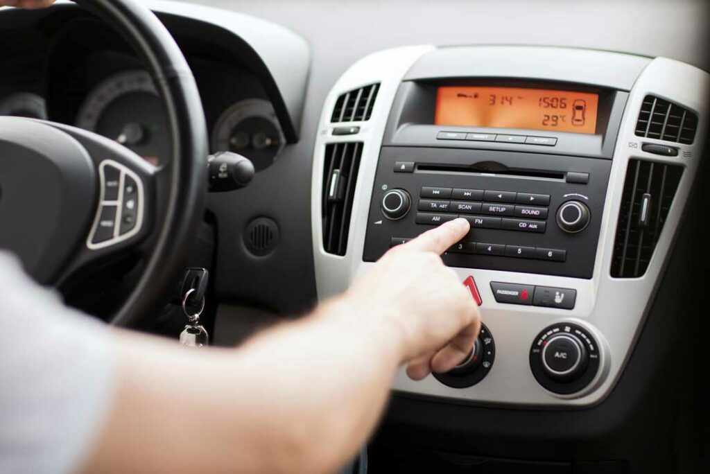 music and driving focus with car radio