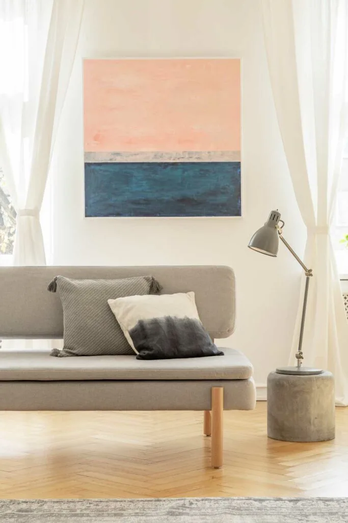statement wall art adding bold color to small space
