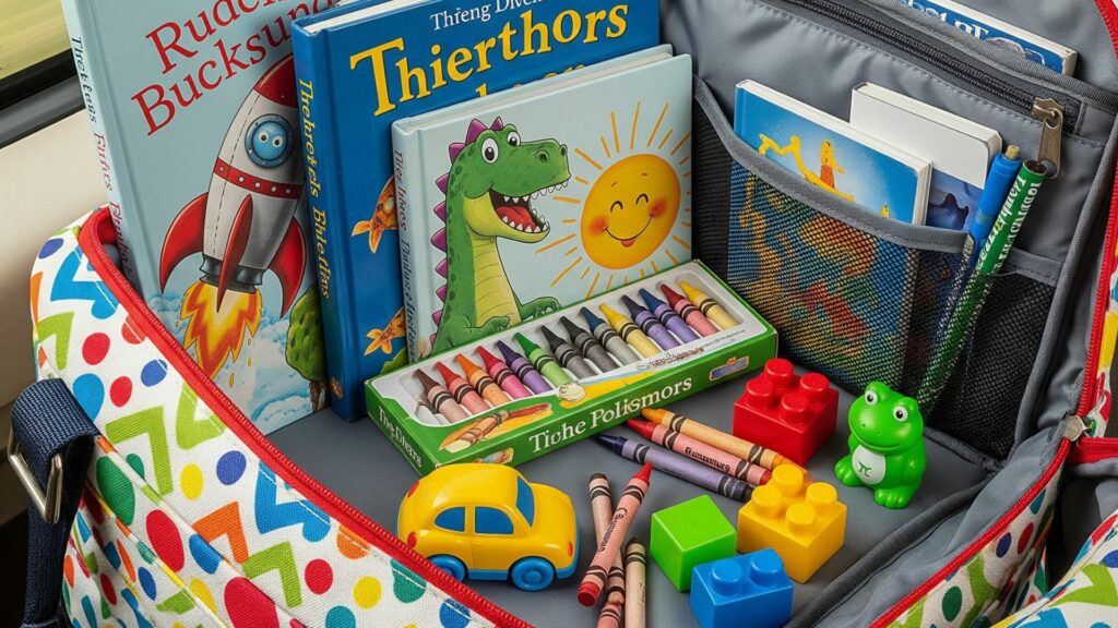 Travel activity bag for kids to stay entertained on road trips