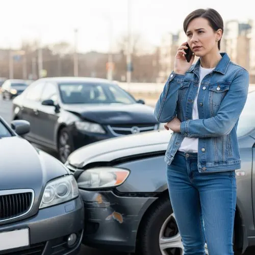 Driver calling the other person’s insurance company after a collision