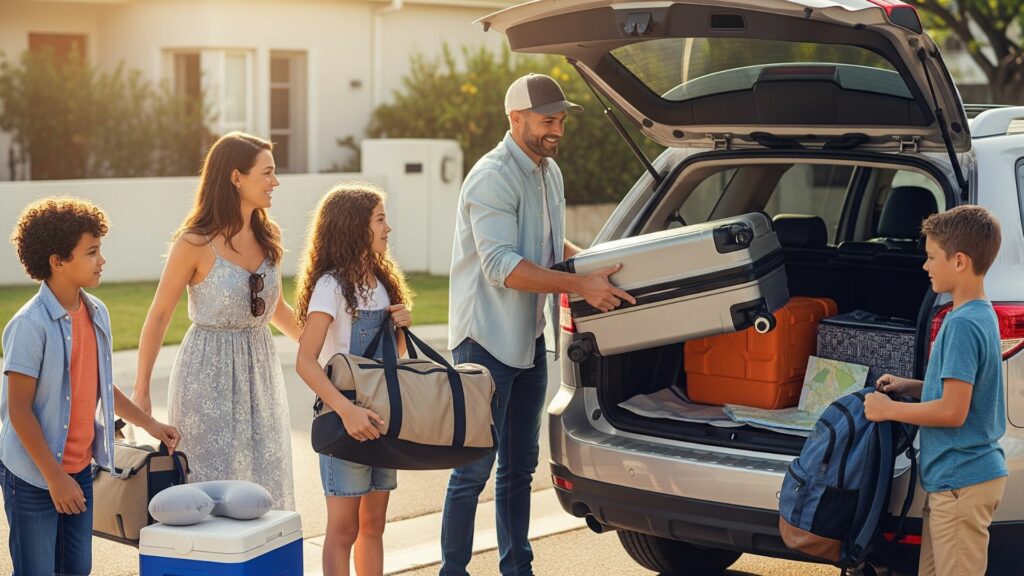 Family loading up the car before a road trip