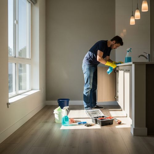 Landlord preparing rental unit for new tenants with interior upgrades