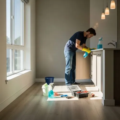 Landlord preparing rental unit for new tenants with interior upgrades