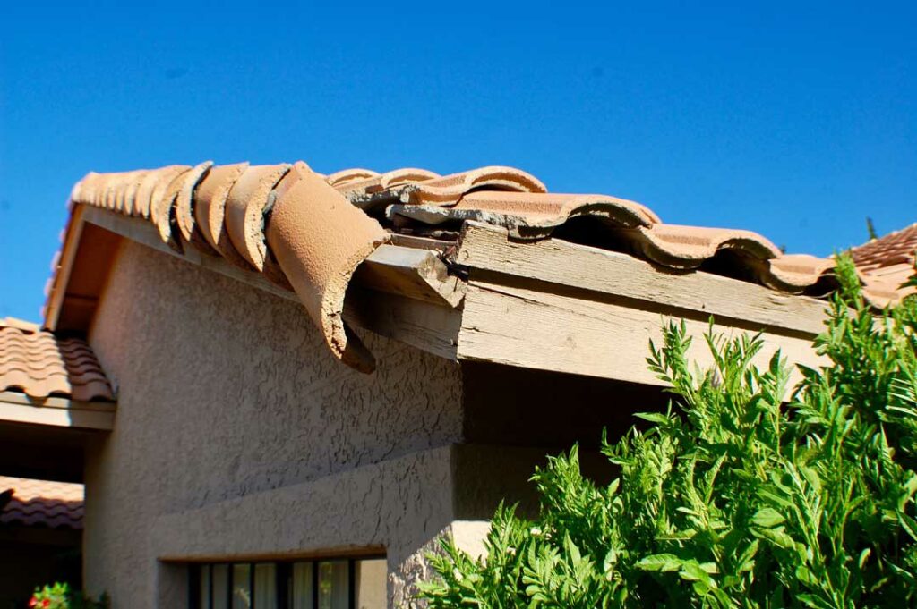 blocked gutter on a home’s roofline